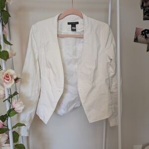 Grace Elements Structured Fitted Button Front Collarless Work Blazer